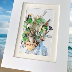 Coastal Blue Beach Bike Bouquet of Sea Glass